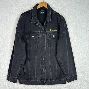 Bumble Denim Jacket Black XL Unisex Oversized Logo Trucker Streetwear